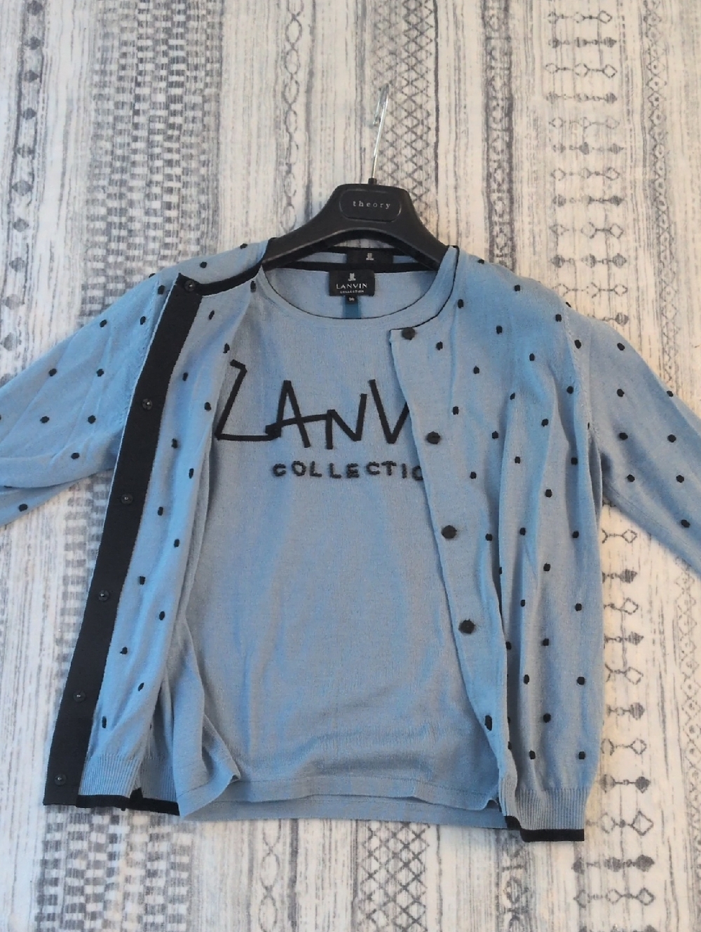Lanvin Light Blue Polka Dot Sweater & Cardigan Set